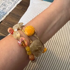 Beautiful Handmade Multi Stone Bangle Bracelet Set of 3